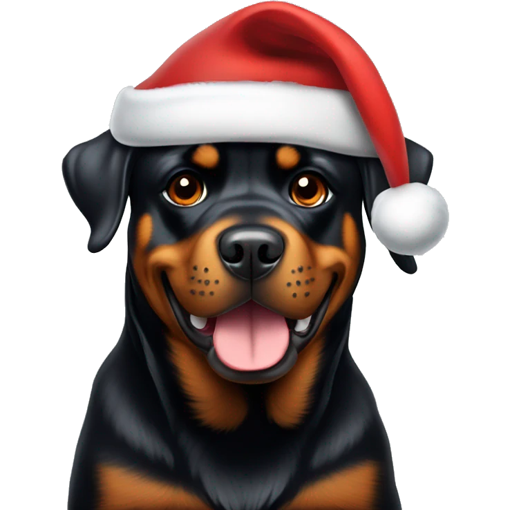 Cute Rottweiler with a Santa hat emoji