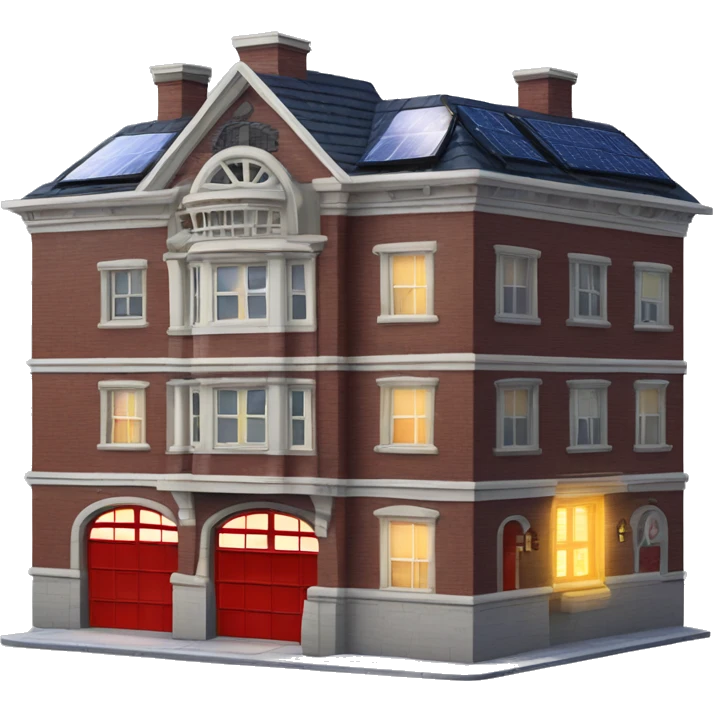 Apartment building shaped like the Ghost Busters Firehouse with solar lights and decorative and detailed interior design  emoji