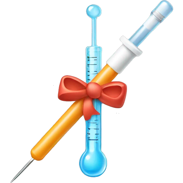 little syringe with a bow on it and needle emoji