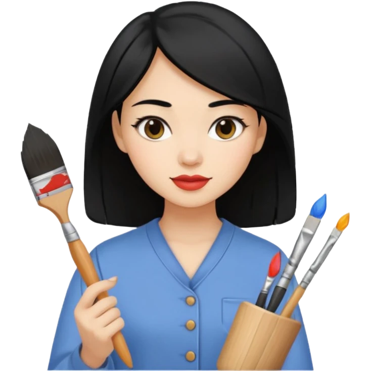   دختر زیبا و نقاش با موهای مشکی  emoji