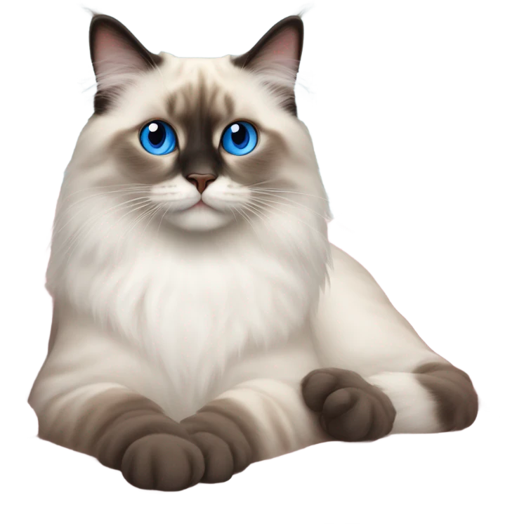 Realistic ragdoll cat with blue eyes laying on pink pillow emoji