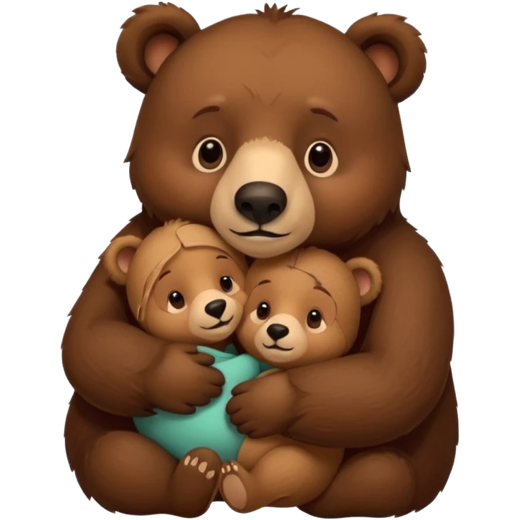 Mama, papa, and baby bear hug emoji