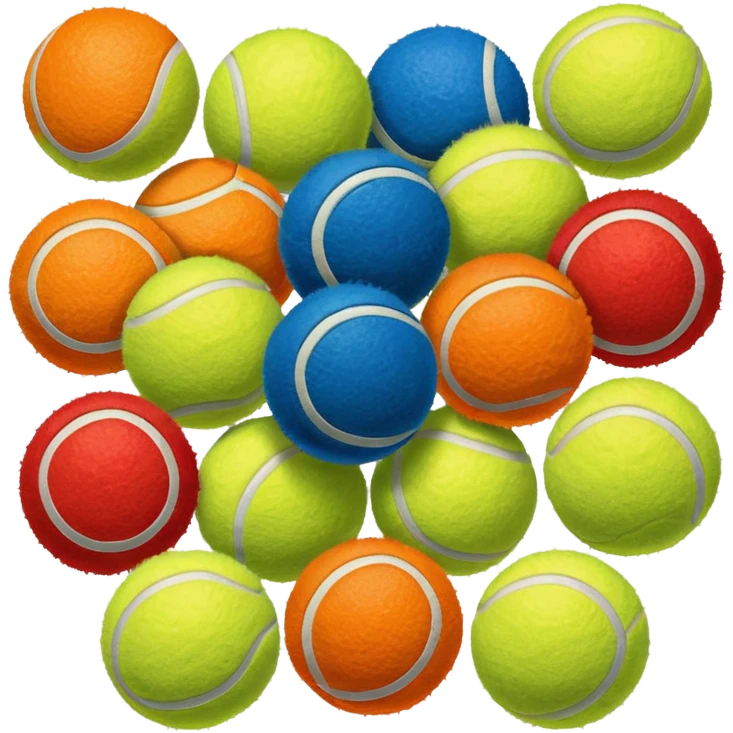 red yellow orange blue green tennis balls emoji