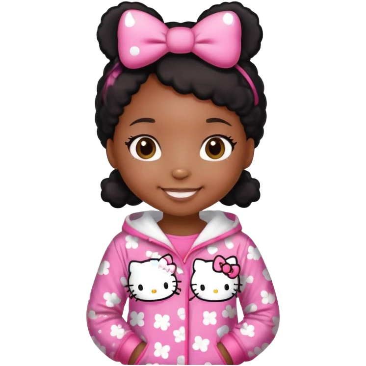 Black girl in hello kitty pajamas emoji