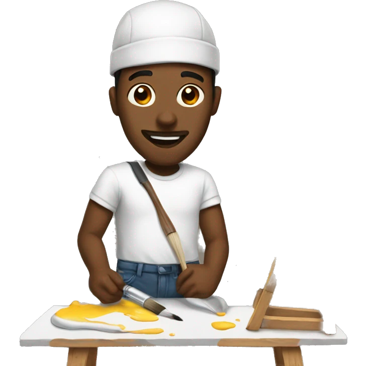 a guy painting emoji