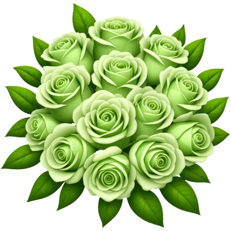 big bouquet Soft Green Tea Rose, luxuriant, leaf, bud emoji