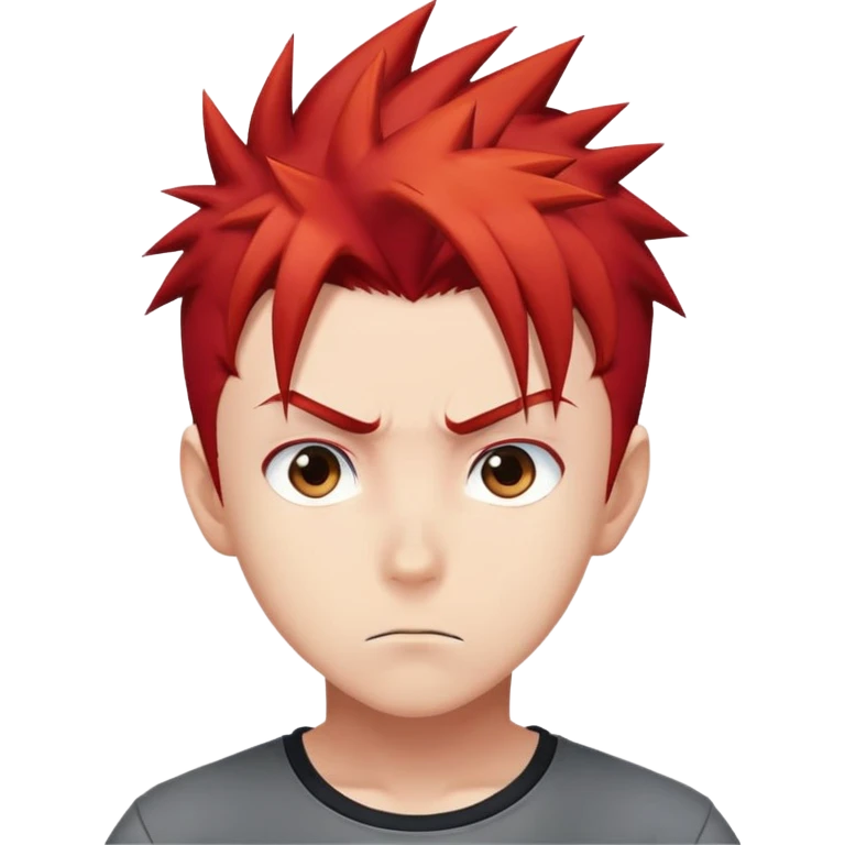 Anime boy with spiky red hair and determined expression emoji