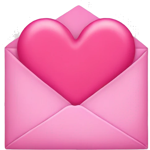 pink letter with heart emoji