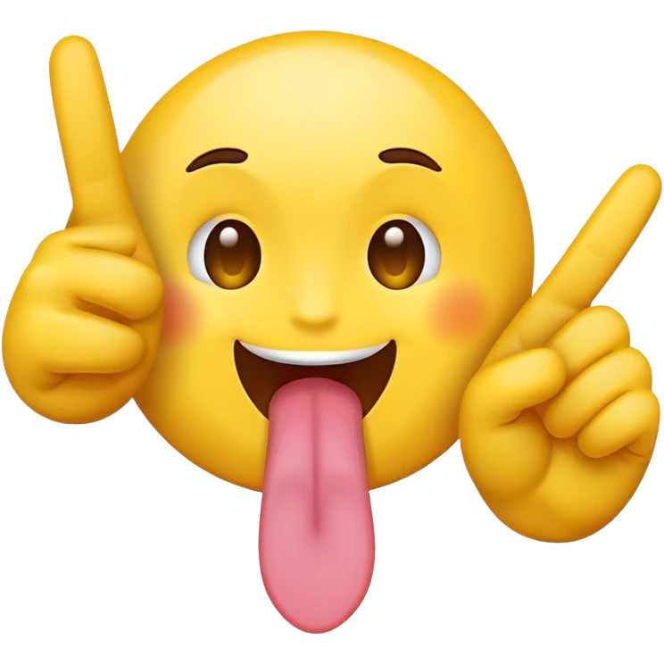 Emoji face holding up peace sign and sticking out tongue like 2016 emoji