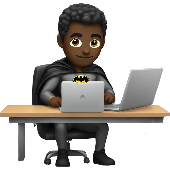 Batman working on a laptop. He is a programmer and has brown skin emoji