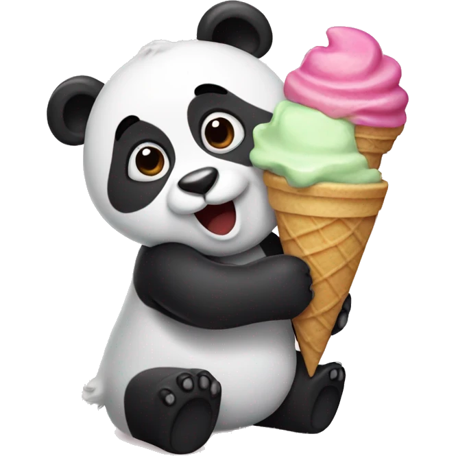 Panda eating ice cream emoji