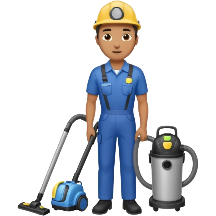 técnico de limpieza hombre sujetando una aspiradora de agua emoji