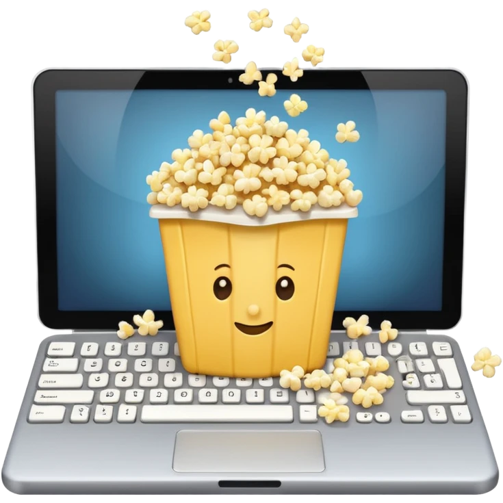 popcorn on a computer emoji