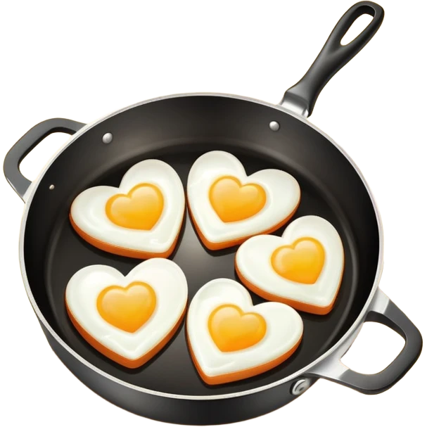 cooking pan with heart-shaped eggs emoji