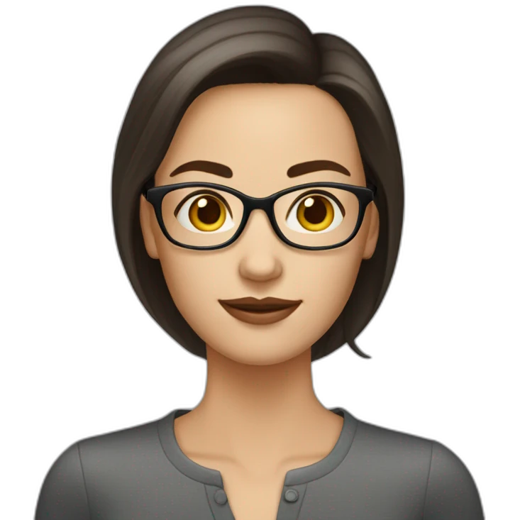 white woman with dark brown hair at neck level with glasses and big nose. elongated face emoji