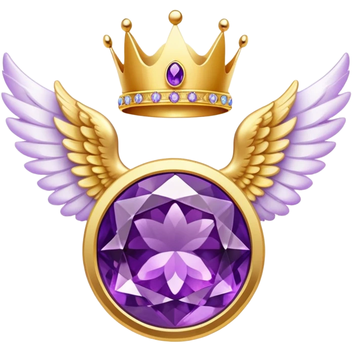 4th place award Number in frame decorated with golden angel  wings and amethyst  stone and small crown on a top emoji