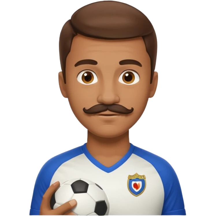 soccer player with mustache holding soccer ball emoji