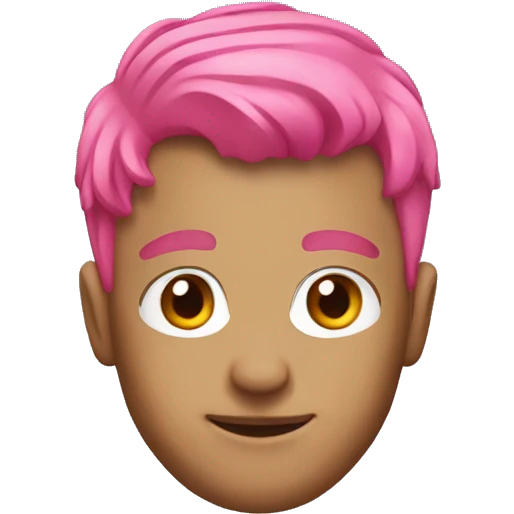 Man with pink hair and hair in ponytail emoji