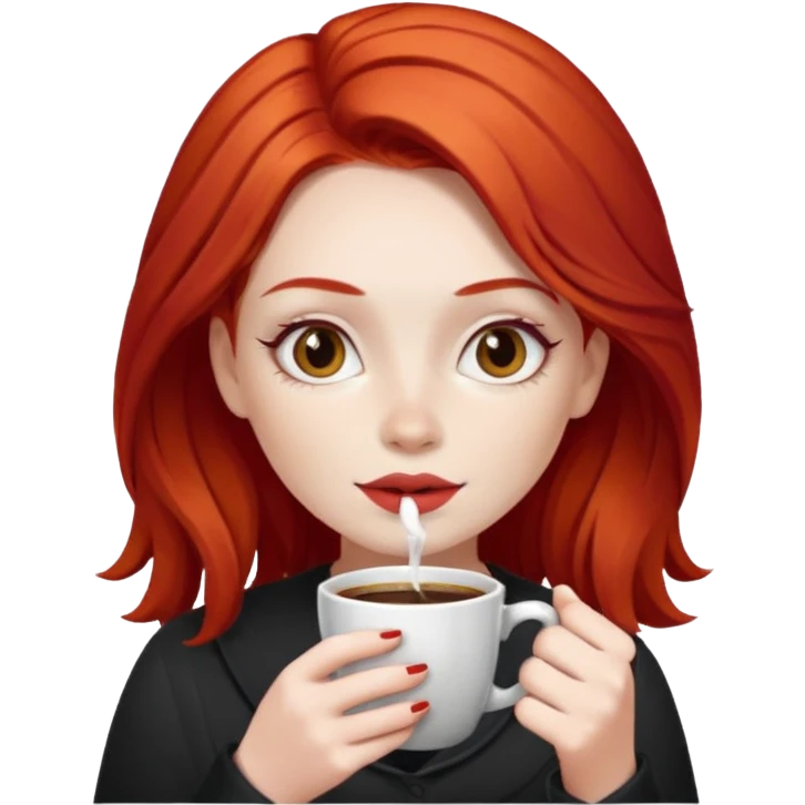 Red hair girl, white skin, drinking coffee emoji
