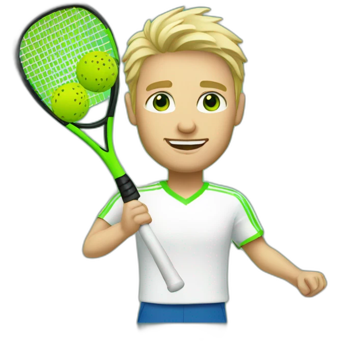 Blonde man, green eyes playing padel emoji