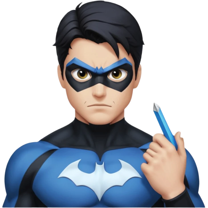 nightwing with white eyes analyzing evidence emoji