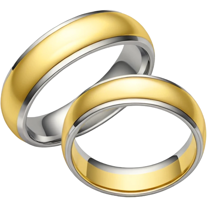 2 wedding bands, bride’s is white gold, grooms is yellow and white gold  emoji