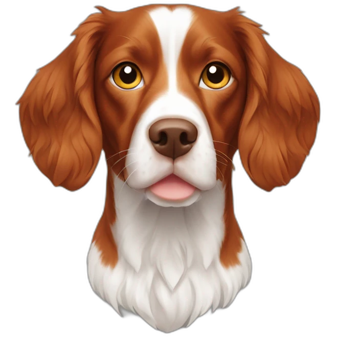 Brittany Spaniel head, fox red emoji