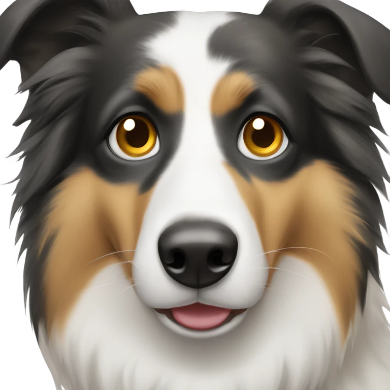 Collie with a black spot on right eye and black right ear emoji