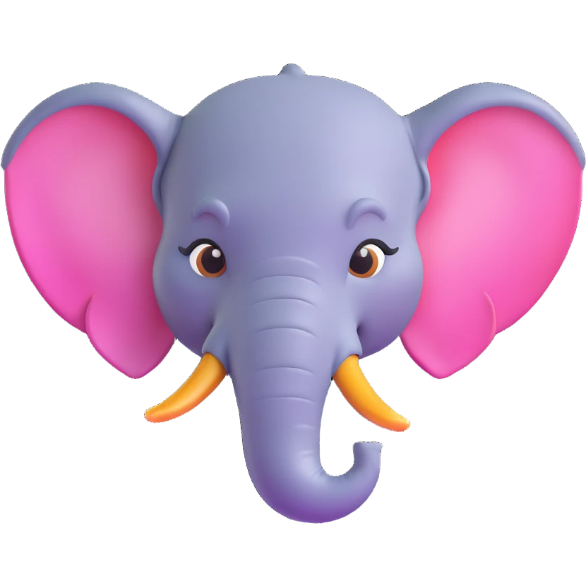 Create an elephant emoji that looks exactly like the reference image, in iOS emoji style. 3D, shiny, smooth gradients, soft shadows, realistic elephant head, classic emoji look. Add a glossy effect to the skin. emoji