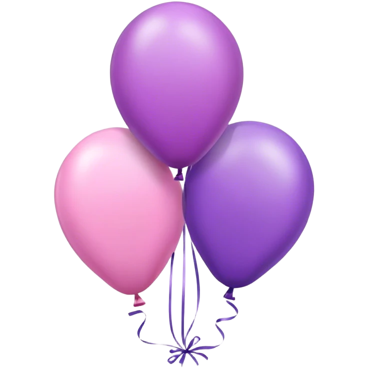 Pink #2 birthday balloon and purple #3 birthday balloon  emoji