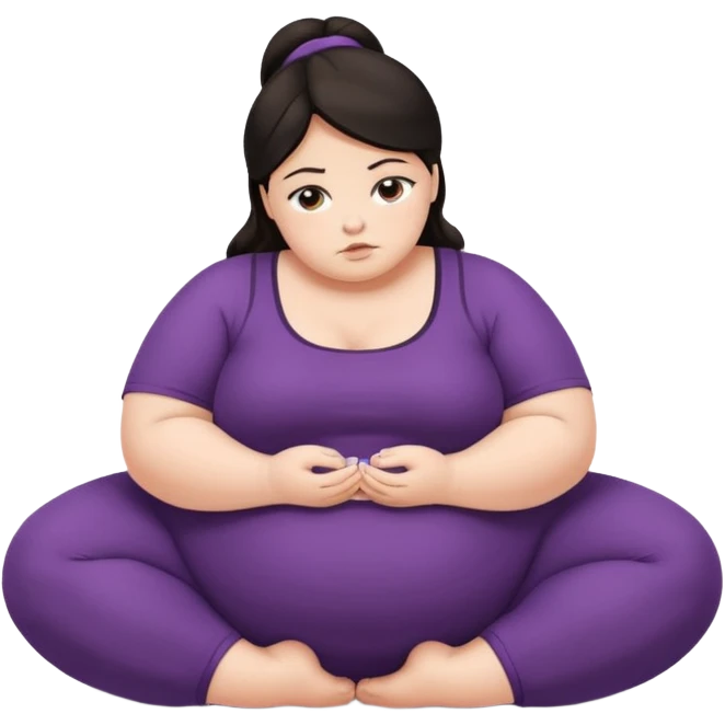 Sad fat girl doing clamshell dark hair emoji