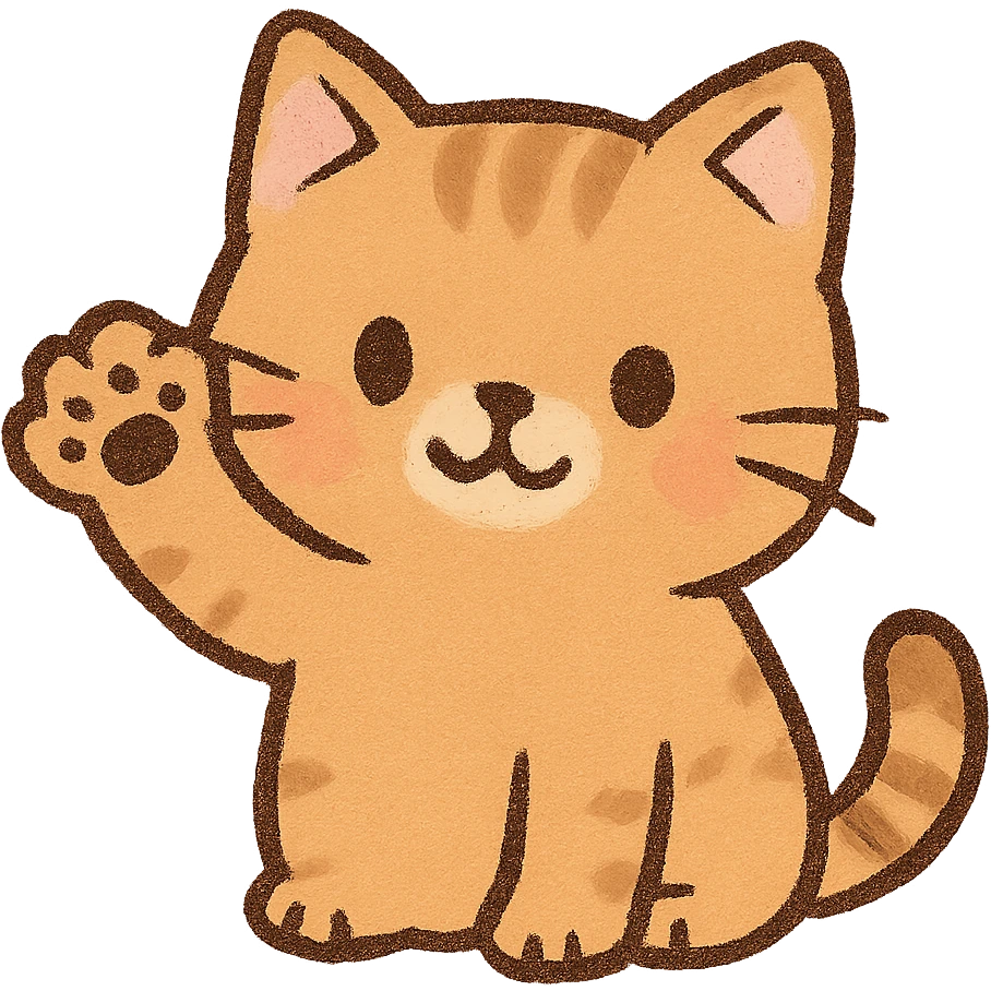 a cute cat waving emoji