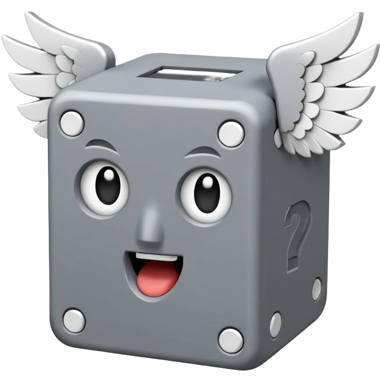 Gray and white, the gray being the block itself while the white parts are the question marks, corners, and mouth. It has 2 white wings on each side like the other lucky blocks. emoji