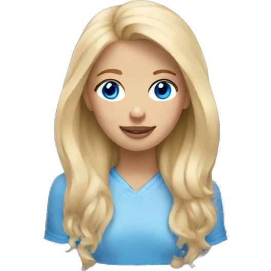 Blonde girl blue eyes holding spitz  emoji