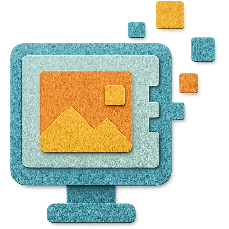 digitalization with layered paper effect and digital motifs in paper craft style emoji