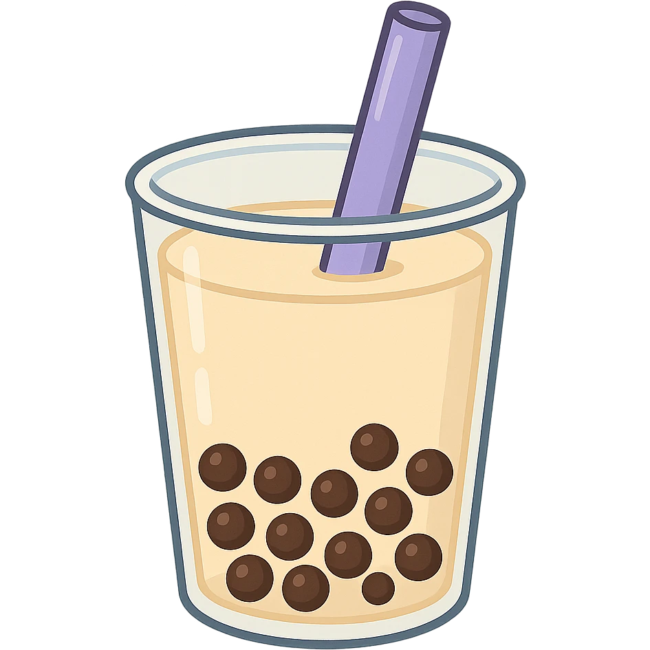 boba luba with purple straw, clear and friendly illustration style emoji