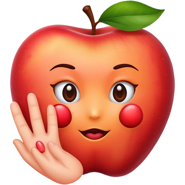 The Apple peach emoji with a handprint on one of the cheeks of the peach emoji