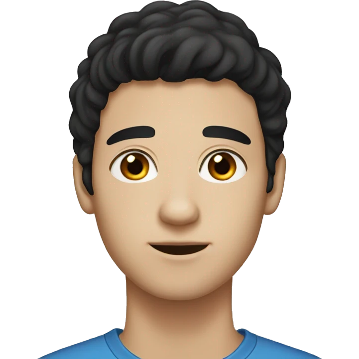 A 19-year-old man with black hair, brown eyes and white skin emoji