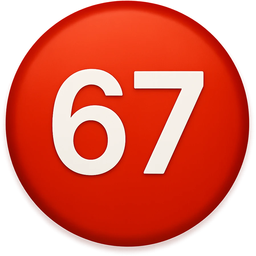 red circle emoji that says "67" emoji