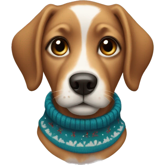 Dog wearing Christmas sweater emoji