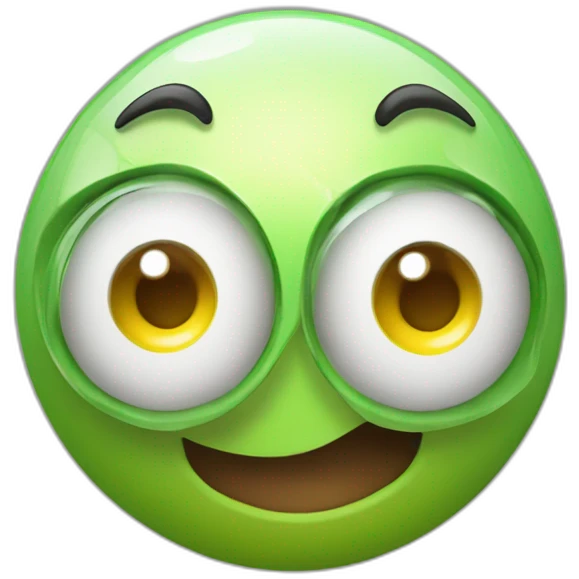 3d sphere with a cartoon dropper texture with big thoughtful eyes emoji