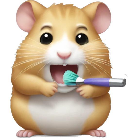 Hamster takes a brush your teeth  emoji