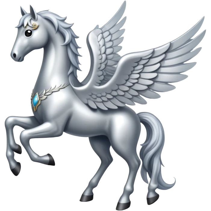 Silver horse with wings full body  emoji