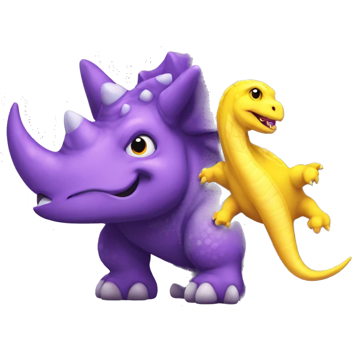 Purple triceratops with a yellow python best friend emoji