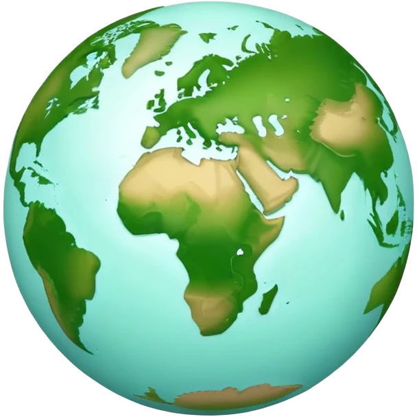 Earth globe with green continents shaped to form the number 2, iOS emoji style emoji