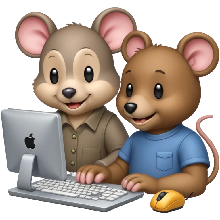 mouse and bear working on a computer but as a favucon emoji