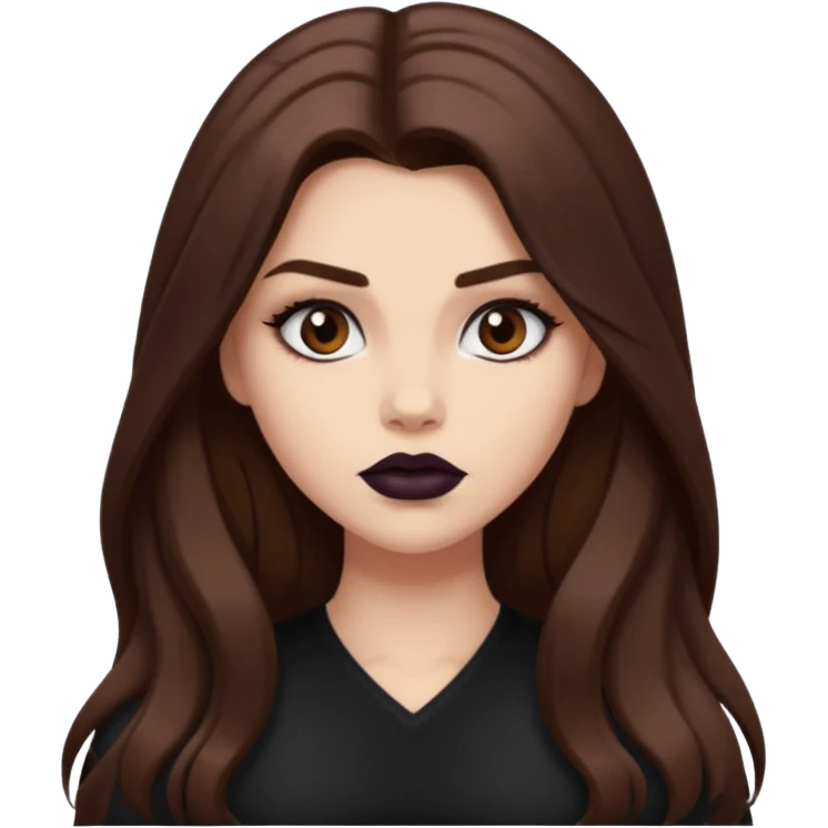 a pretty bratz fair girl with brown long hair styled well, looking like a baddie emoji