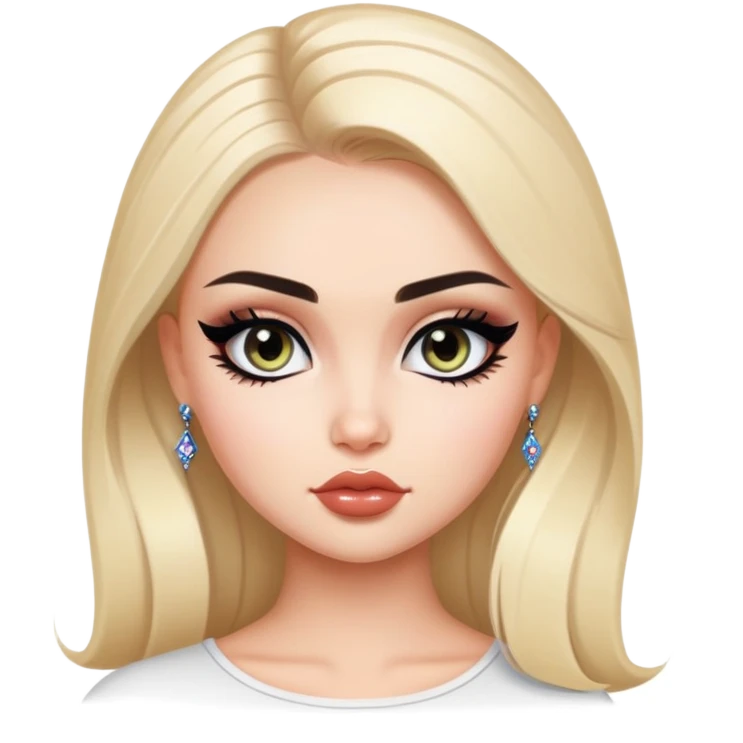 russian beauty, pretty eyes, black eyeliner, pretty bratz baddie emoji