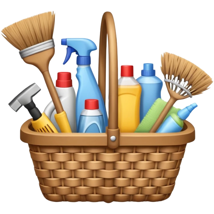 basket with cleaning equipment emoji