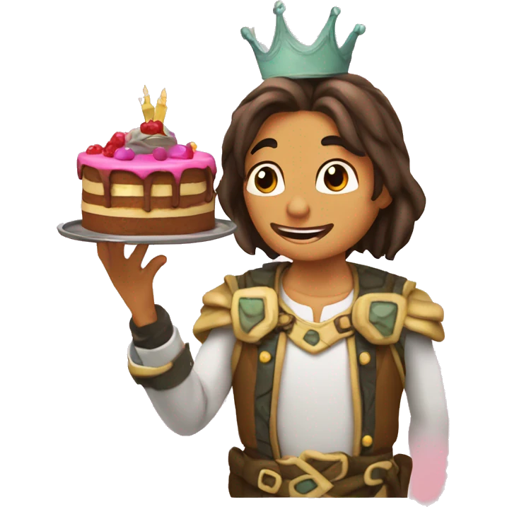 Tortuga con cake en la mano que pone drama king emoji